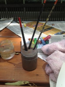 paint brushes and water color