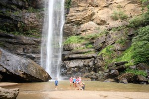 families visiting the falls